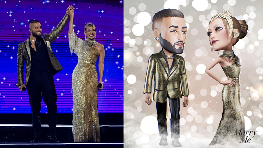 Marry Me Jlo and Maluma still: Jennifer Lopez and Maluma appeared as Snap Bitmojis in a virtual concert from Universal Pictures. (Snap)